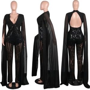 Black Sequins Romper